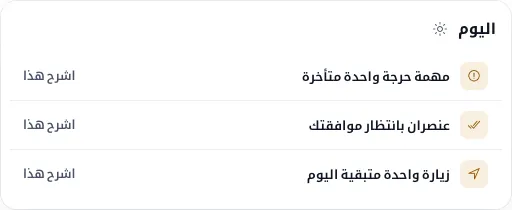 عرض اليوم في ماجان ERP ويظهر أولويات اليوم